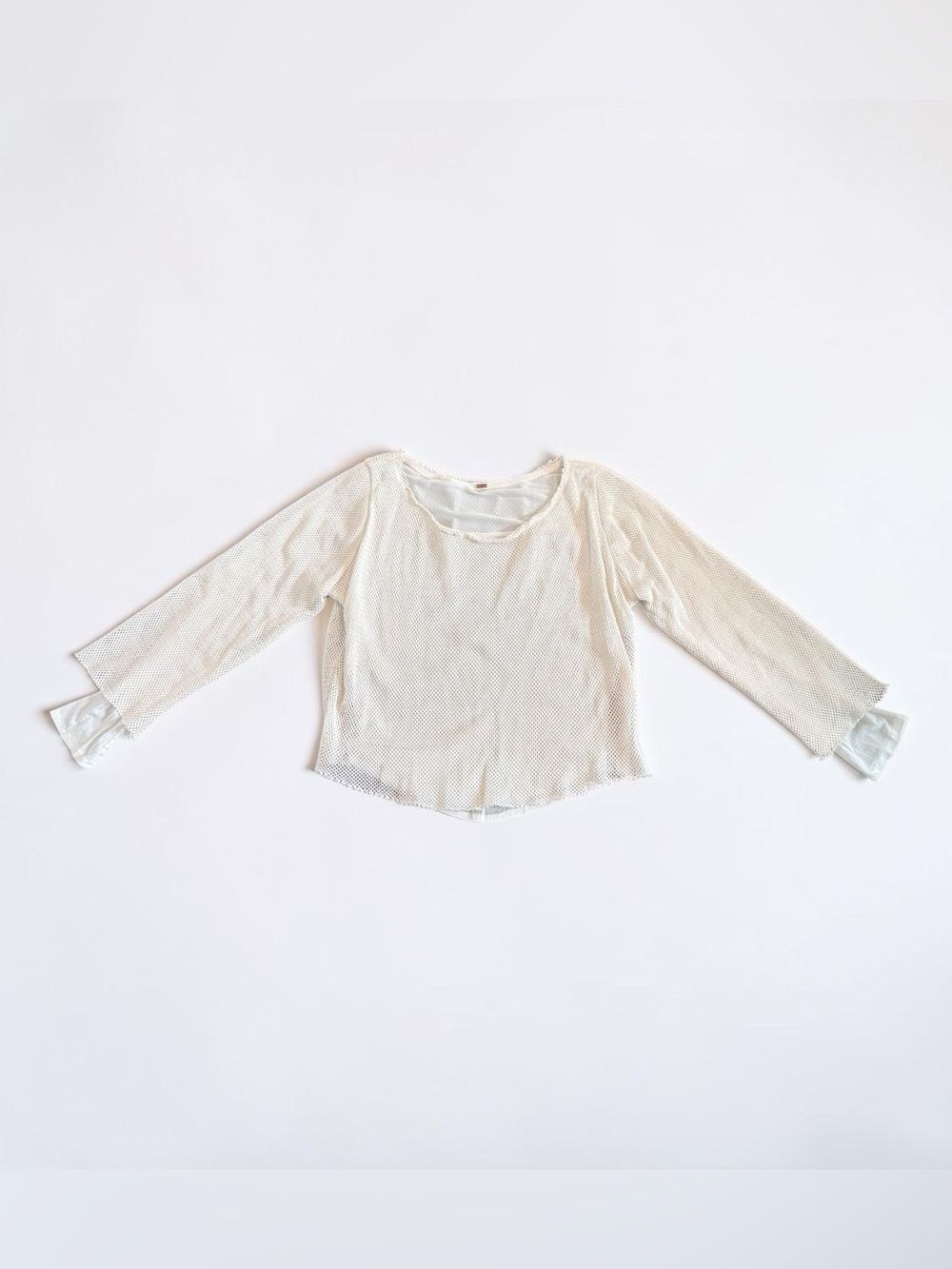 Free People Ivory White Lightweight Knit Long Sleeve Top Womens Small Boho